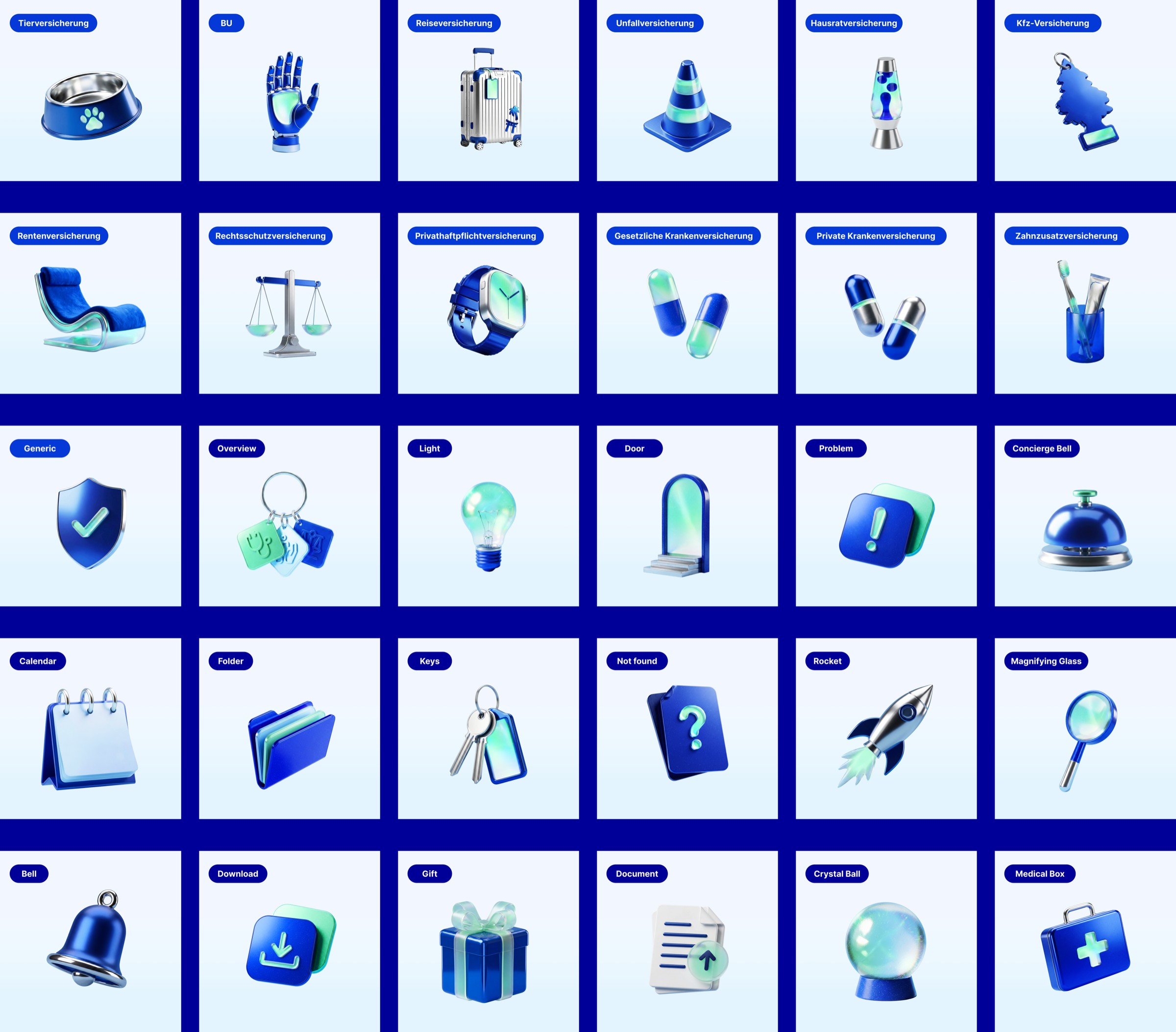 CLARK 3D icon system — full library overview