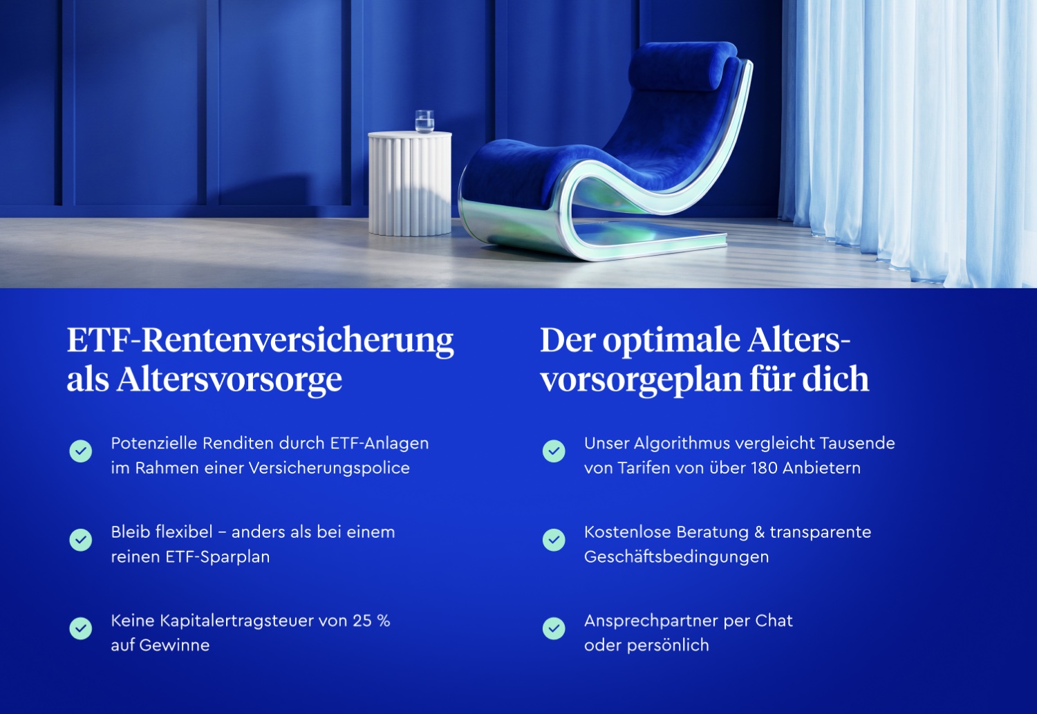 Altersvorsorge landing page — ETF pension benefits and the optimal pension plan