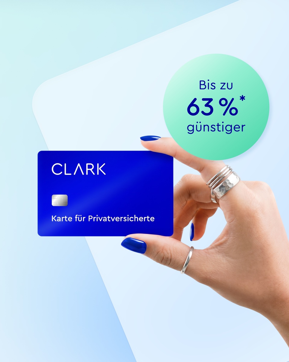 Meta feed ad — CLARK card for the privately insured, 'Bis zu 63 % günstiger'