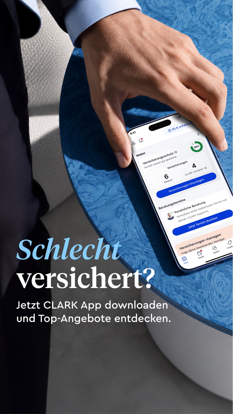 Meta story ad — 'Schlecht versichert?' app-download creative in vertical story format