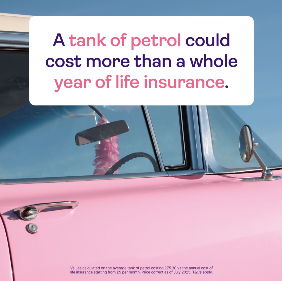 Polly paid ad — 'A tank of petrol could cost more than a whole year of life insurance'