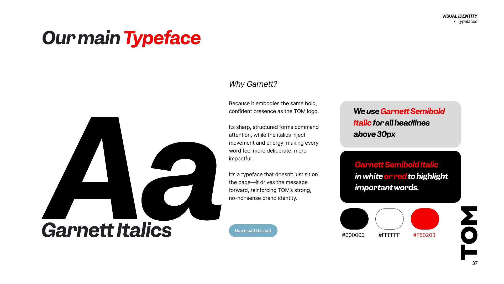 TOM Typeface — Garnett Italics