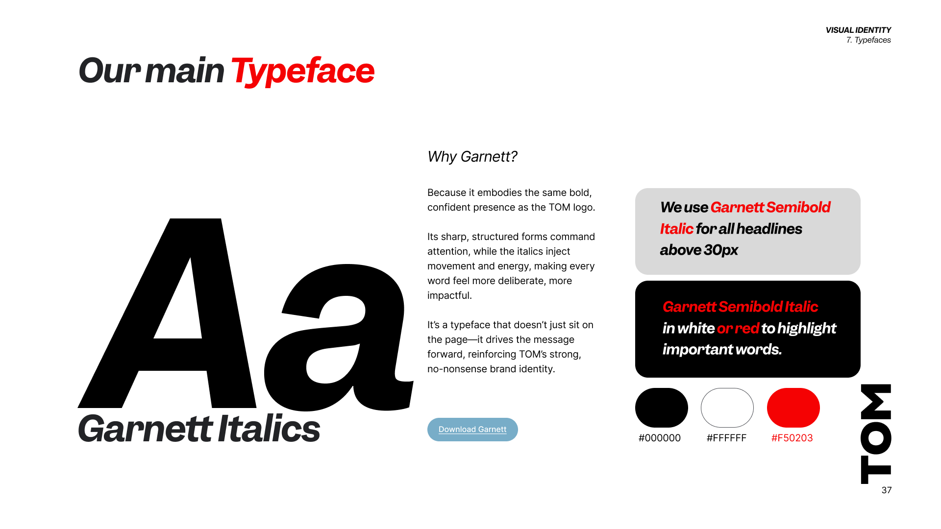 TOM Typeface — Garnett Italics
