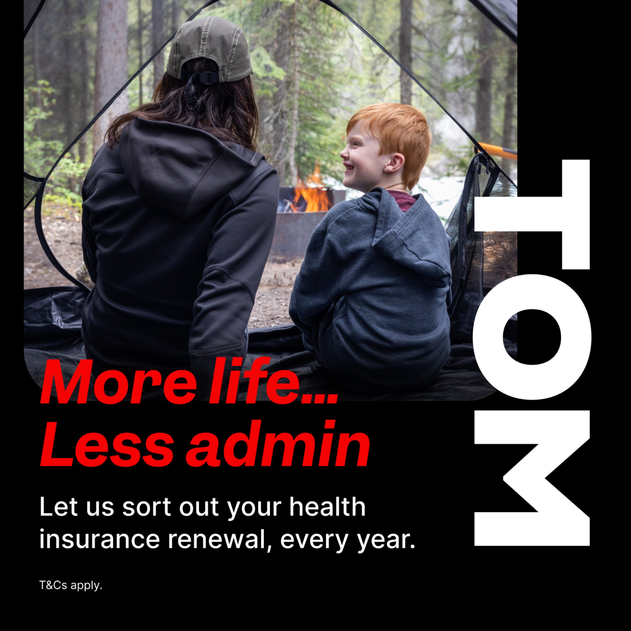 TOM paid ad — 'More life, less admin' lifestyle flat lay